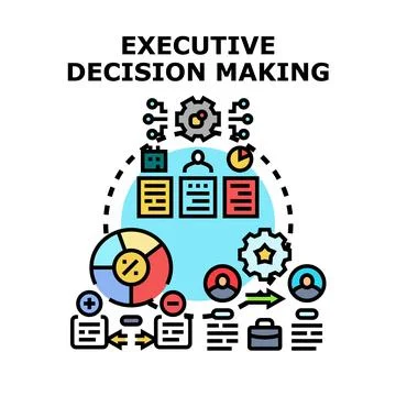 Executive decision making process planning and analysis Illustrazione stock
