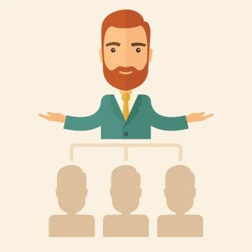 Executive explaining business plans to his employees イラスト素材