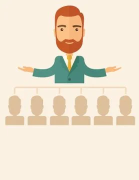 Executive explaining business plans to his employees イラスト素材