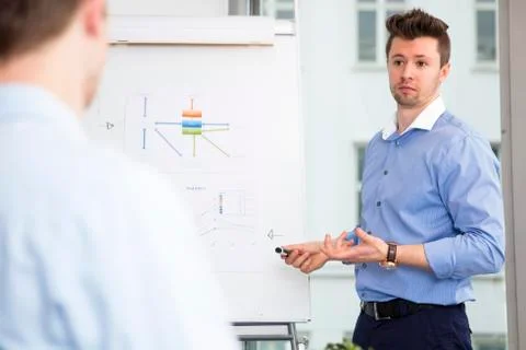 Executive Explaining Presentation To Colleague In Office Stock Photos