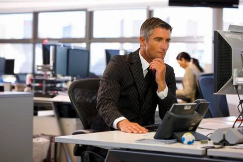 Executive facing computer Stock Photos