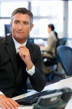 Executive facing computer Foto stock