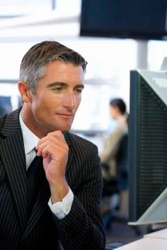 Executive facing computer Stock Photos