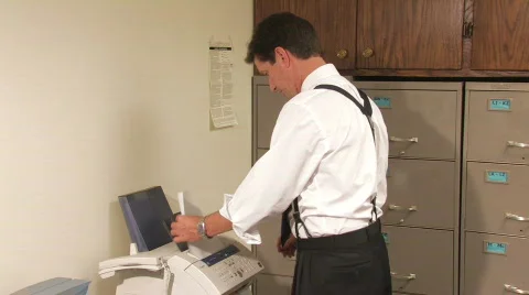 Executive Faxing Document Video stock 505430