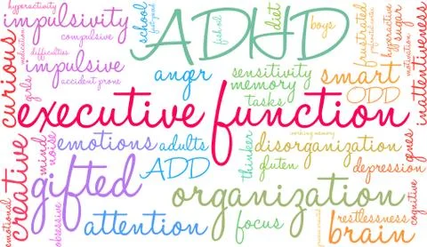 Executive Function Word Cloud Stock Illustration