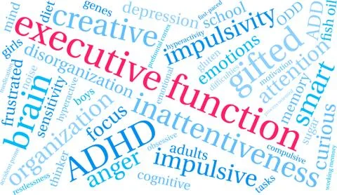 Executive Function Word Cloud Illustrazione stock
