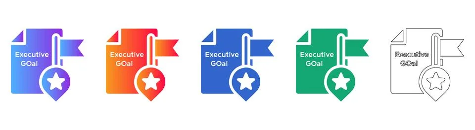 Executive Goal Documentation Icon Set Stock Illustration