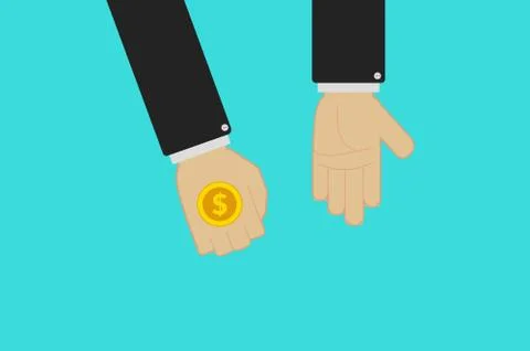 Executive hands flip a coin and showing it to the front. Stock Illustration