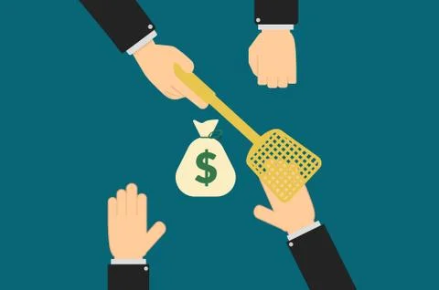 Executive hands prevent account holder from withdrawing profits of investment Stock Illustration