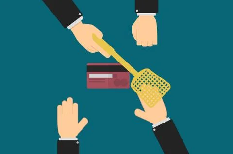 Executive hands prevent the account holder from withdrawing their line of cre Stock Illustration