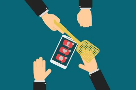 Executive hands prevent the employee from receiving and opening notifications Stock Illustration