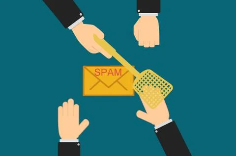 The executive hands prevent the employee from receiving and opening a spam ma Stock Illustration