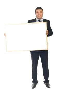 Executive holding placard Stock Photos