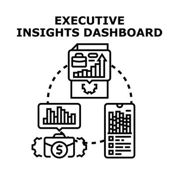 Executive insights dashboard analyzing business data visualization Stock Illustration