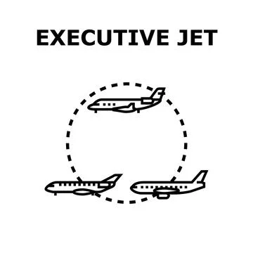 Executive jet concept travel private aviation Stock Illustration