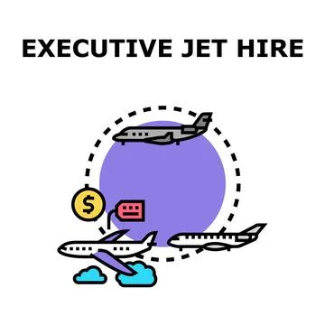 Executive jet hiring concept for private aviation services Stock Illustration