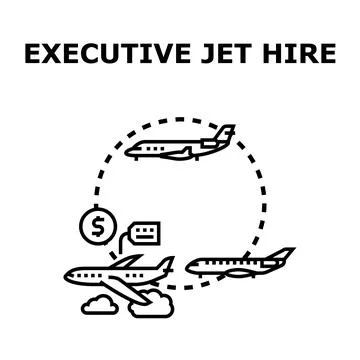 Executive jet hiring concept for private aviation services Stock Illustration