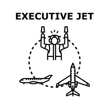 Executive jet marshaller guiding private airplane movement Stock Illustration
