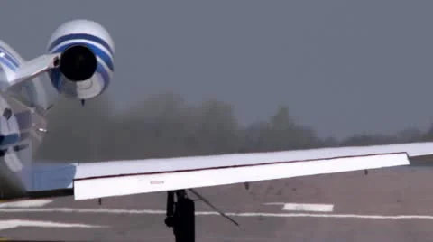 Executive jet taking off from Oxford Airport Stock Footage