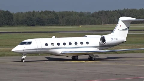 Executive Jet Taxiing at Regional Airport Stock Footage