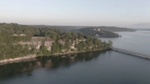 Executive lake homes in the distance Stock Footage 111608445