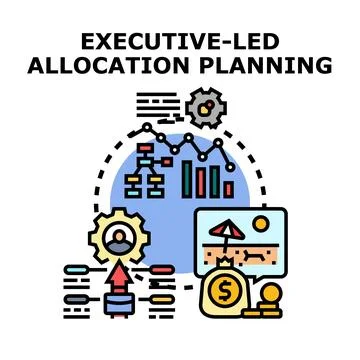 Executive leading allocation planning process icon concept Stock Illustration
