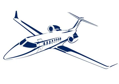 Executive light class business jet plane flying Stock Illustration