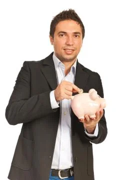 Executive man saving money Stock Photos