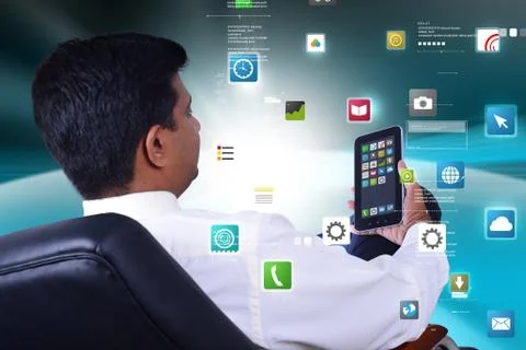 Executive man talk with smart phone Stock Illustration