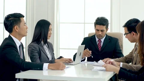 The executive man upset after see documents report Stock Footage 77712170