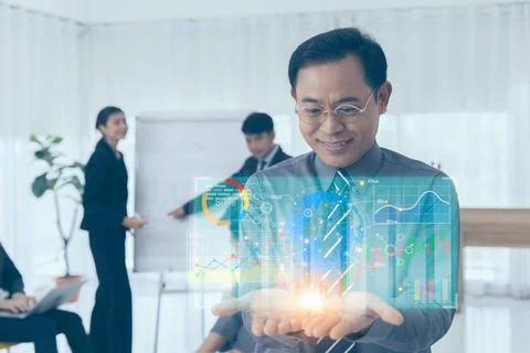 Executive manager man illustrate bring business big data sale marketing ana.. Stock Photos