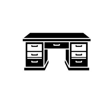 Executive office desk with drawers and central storage compartment Illustrazione stock