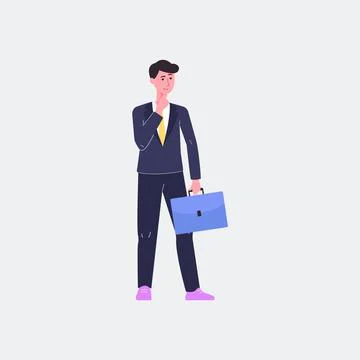 Executive or office worker man with briefcase flat vector illustration isolated. Stock Illustration