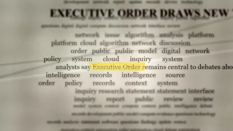 Executive Order Highlighted Text - Government Policy Research Stock Footage 346332448