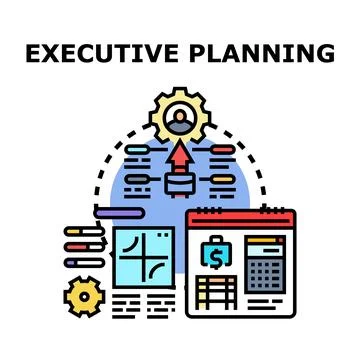 Executive planning process managing business development strategy Stock Illustration