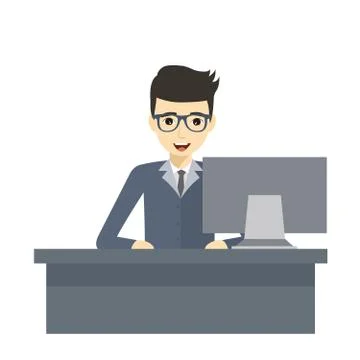 Executive professional person working on a computer Stock Illustration