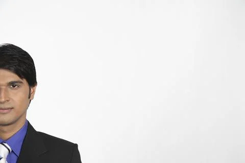 Executive profile of face half face at left bottom of frame MR#687M Stock Photos
