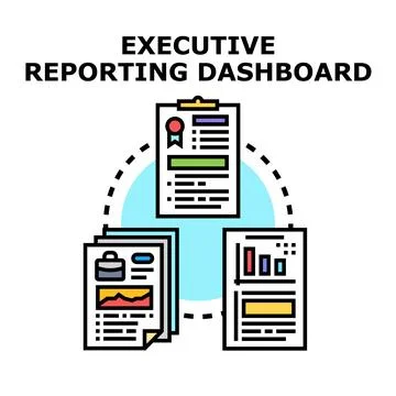 Executive reporting dashboard providing financial data analysis Stock Illustration