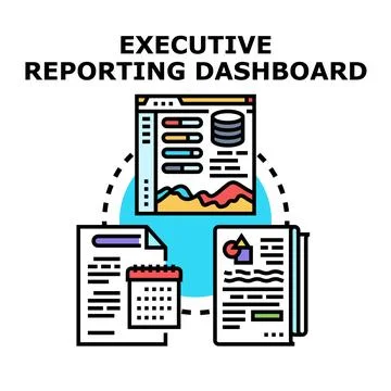 Executive reporting dashboard visualizing business data analytics Stock Illustration