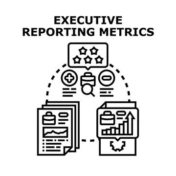 Executive reporting metrics analyzing business performance data Stock Illustration