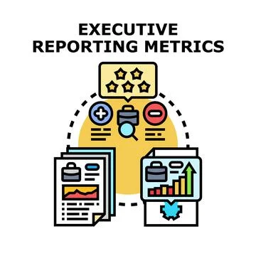 Executive reporting metrics analyzing business performance data 库存插图