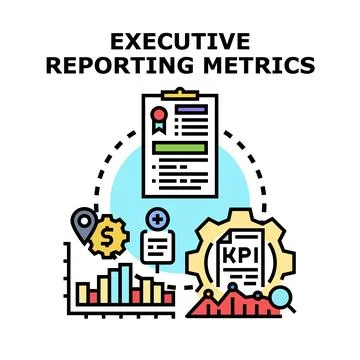 Executive reporting metrics analyzing business performance data Stock Illustration