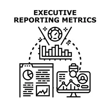 Executive reporting metrics measuring business performance and development Stock Illustration