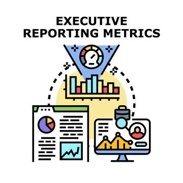 Executive reporting metrics measuring business performance and development Stock Illustration