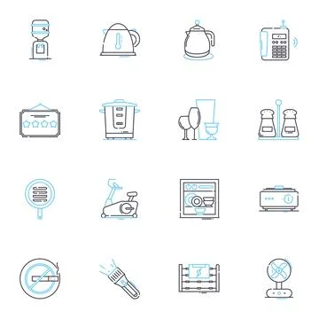Executive retreat linear icons set. Strategy, Teamwork, Innovation, Leadership Illustrazione stock