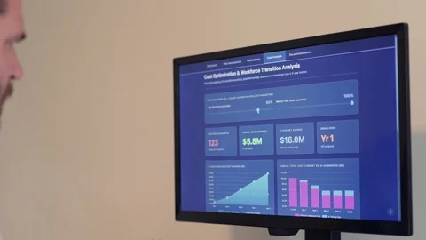 Executive Reviewing AI Workforce Automation Data Stock Footage 333419066