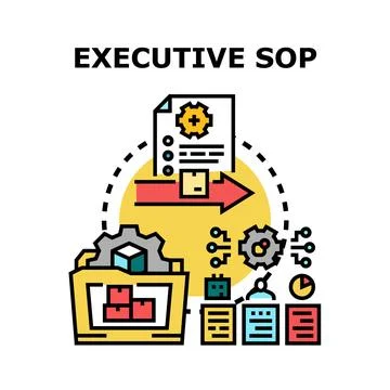 Executive sop standard operating procedure development process Stock Illustration