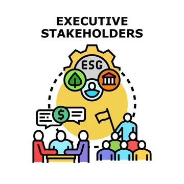 Executive stakeholders discussing esg strategy planning Stock Illustration