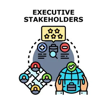Executive stakeholders making business decisions and evaluating performance Stock Illustration