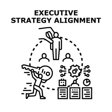 Executive strategy alignment achieving business goals concept Stock Illustration